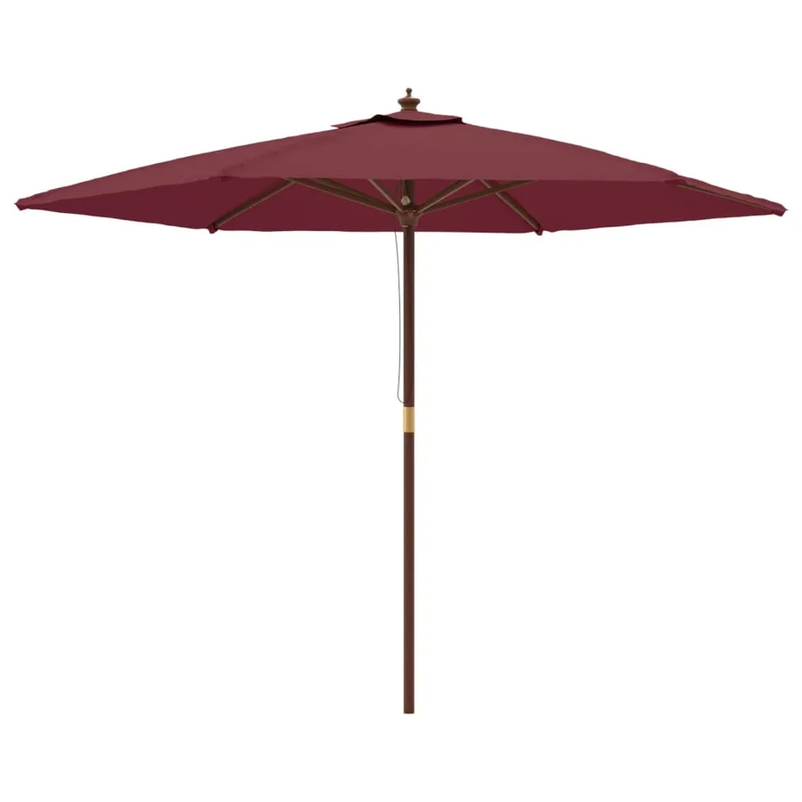 Parasol de jardin avec mât en bois rouge bordeaux 299x240 cm - 2