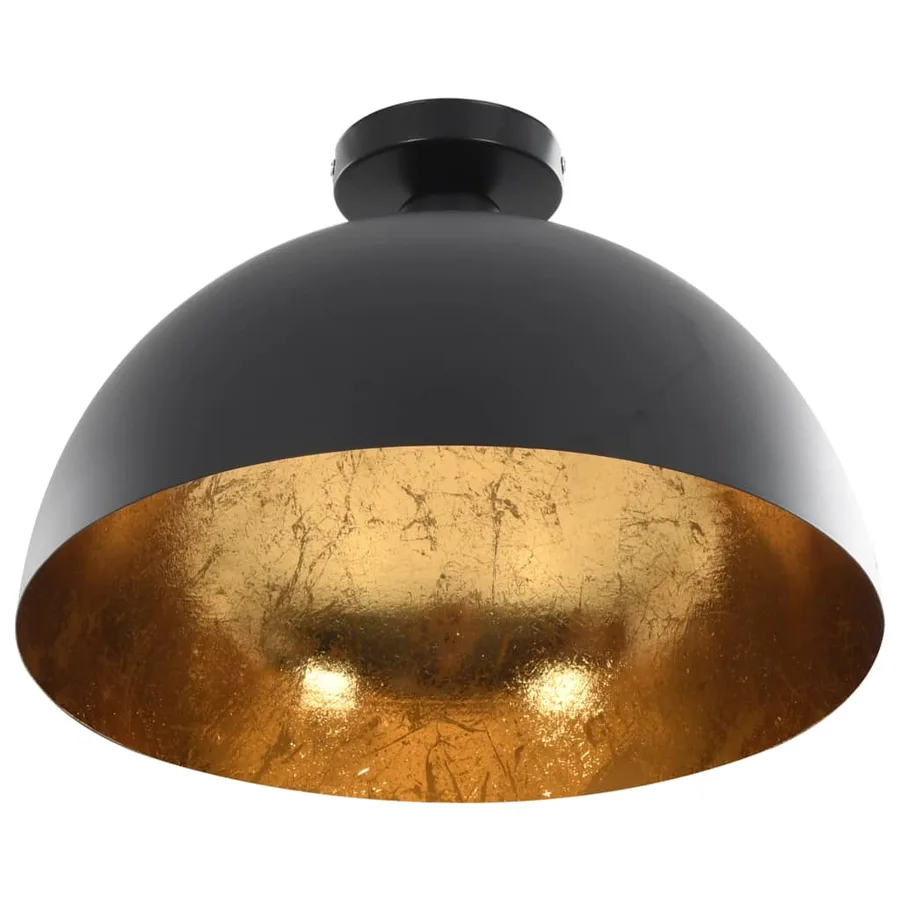 Plafonniers 2 pcs Noir et doré Semi-sphérique E27 - 7