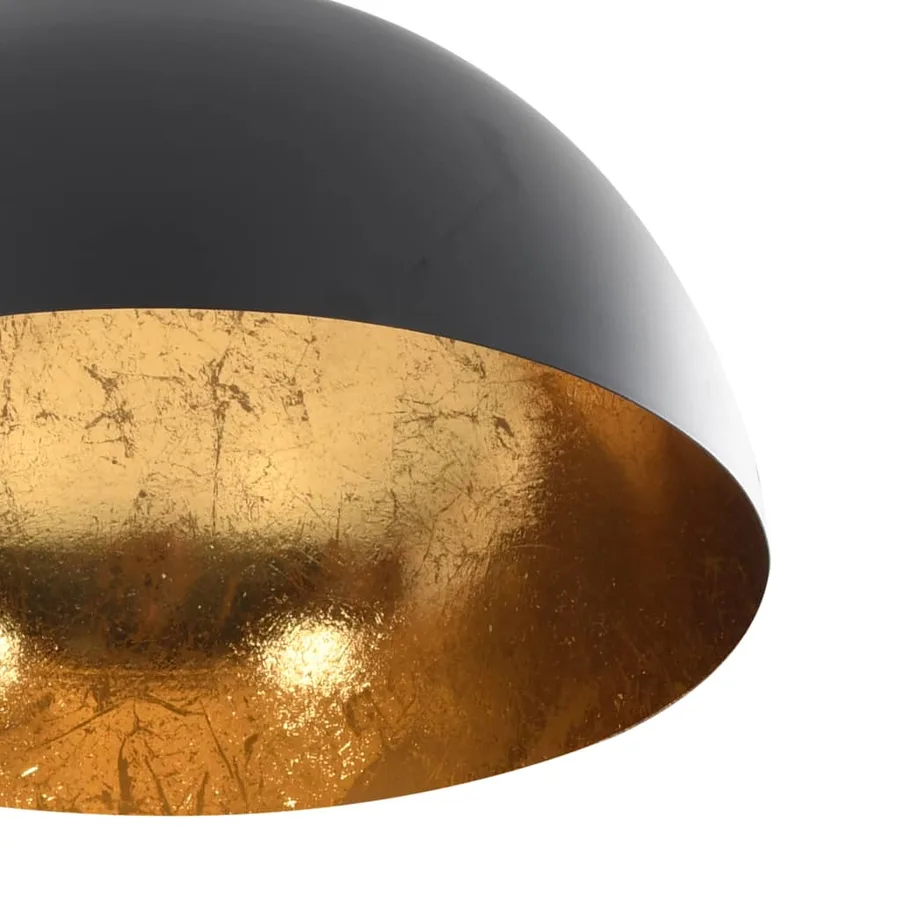 Plafonniers 2 pcs Noir et doré Semi-sphérique E27 - 9