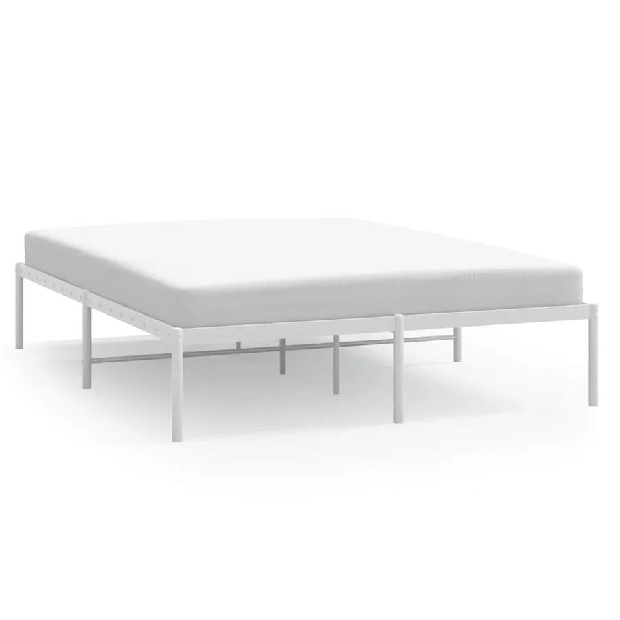 Cadre de lit métal sans matelas blanc 150x200 cm - 2