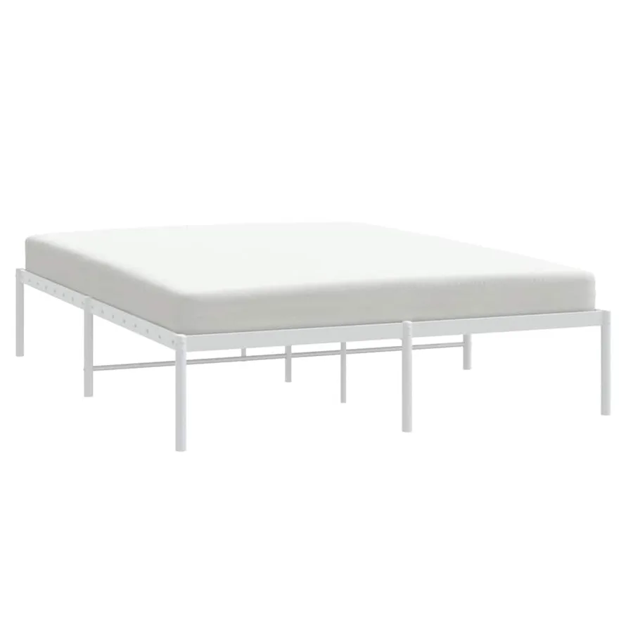 Cadre de lit métal sans matelas blanc 150x200 cm - 5