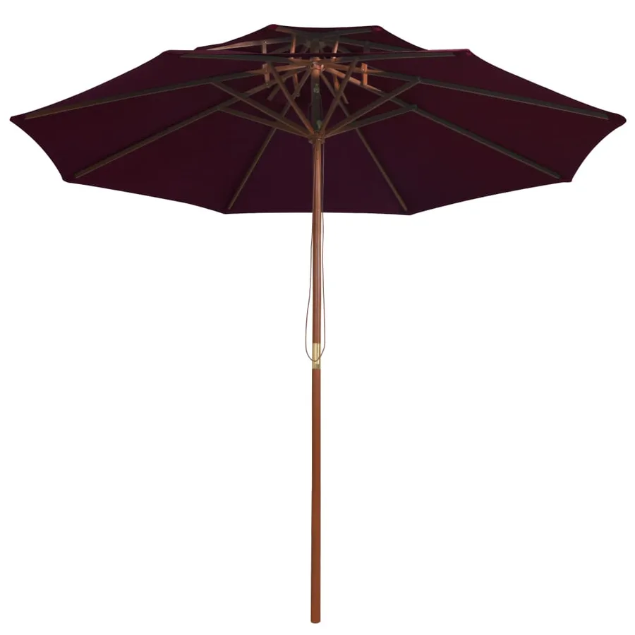Parasol à deux étages avec mât en bois rouge bordeaux 270 cm - 2