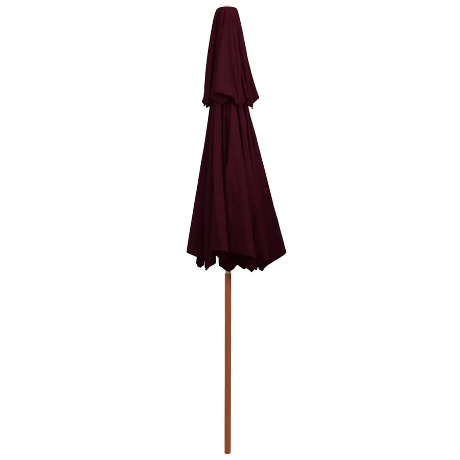 Parasol à deux étages avec mât en bois rouge bordeaux 270 cm - 4