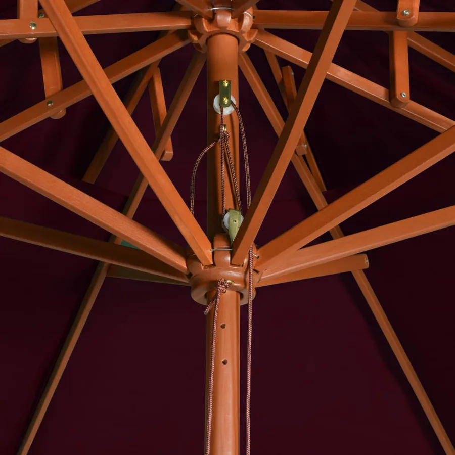 Parasol à deux étages avec mât en bois rouge bordeaux 270 cm - 5