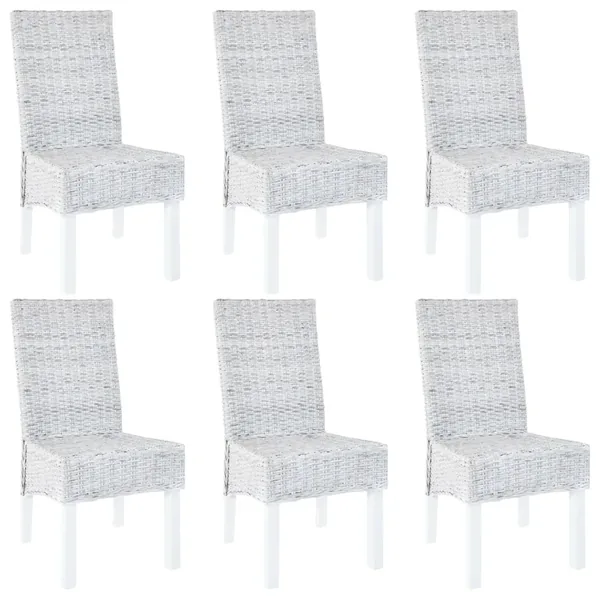 Chaise à manger lot de 6 rotin Kubu et bois de manguier