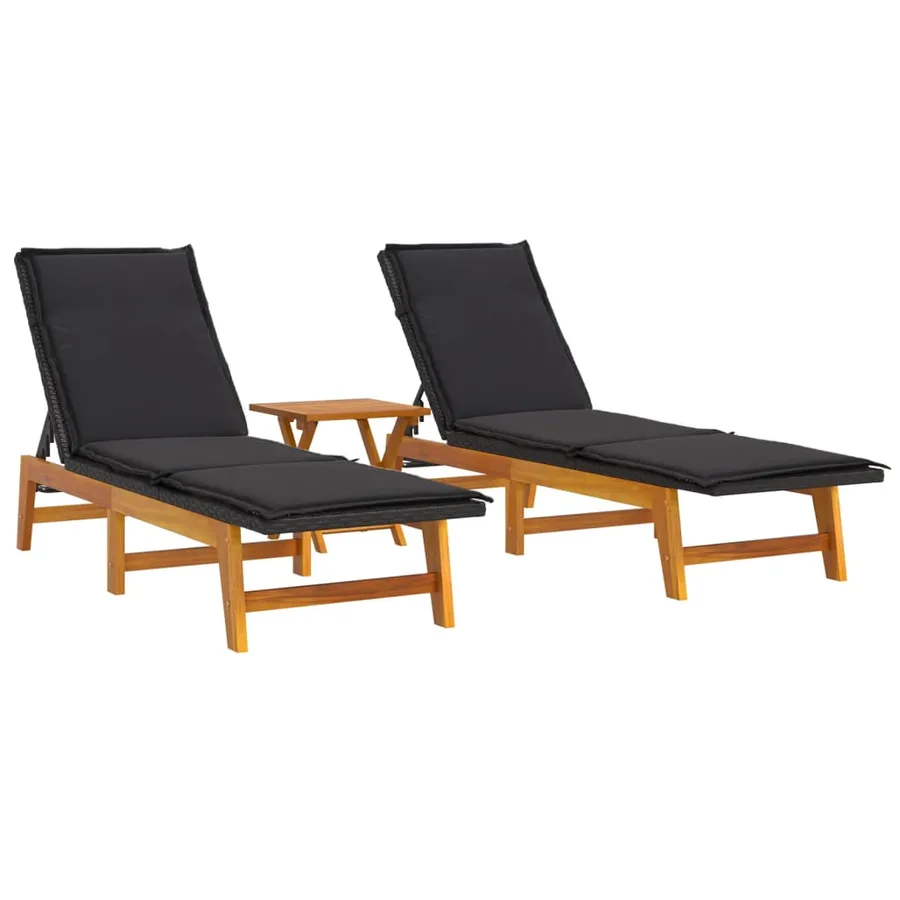 Salon de jardin 3 pcs résine tressée et bois massif d'acacia - 3