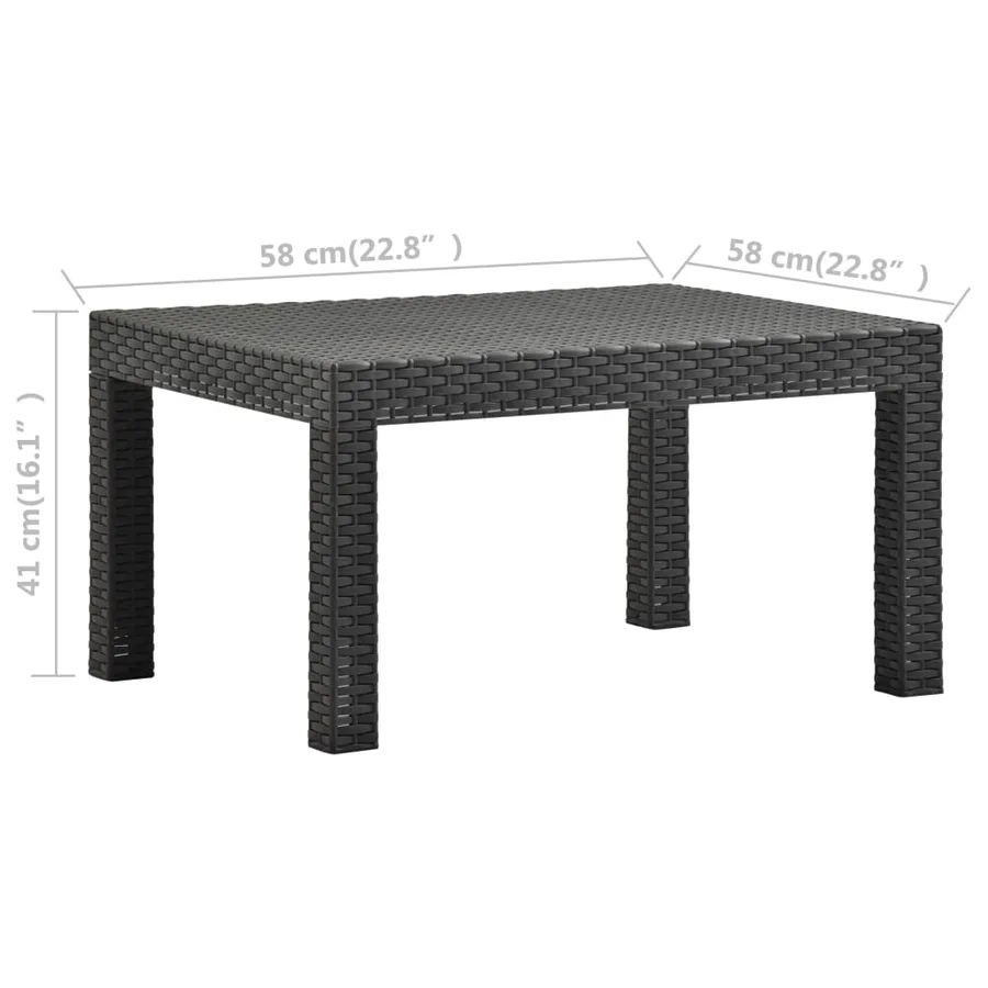 Table de jardin Anthracite 58x58x41 cm PP Rotin - 6