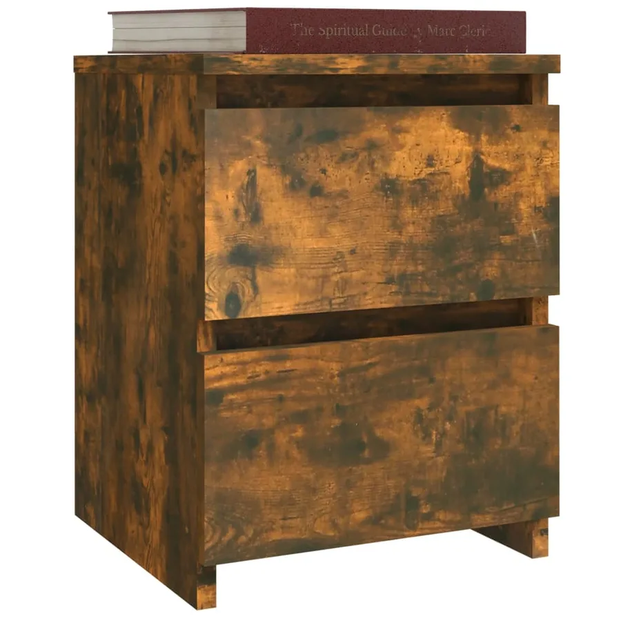 Table de chevet en chêne fumé 30x30x40 cm bois d'ingénierie - 5