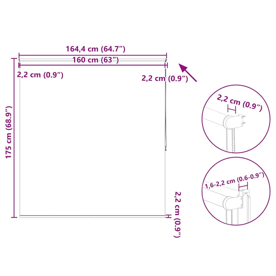 Store enrouleur occultant 164,4 x 175 cm, largeur du tissu 160 cm, blanc - 18