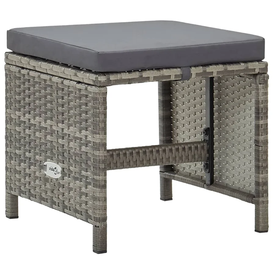 Tabourets de jardin lot de 4 avec coussins Résine tressée Gris - 2