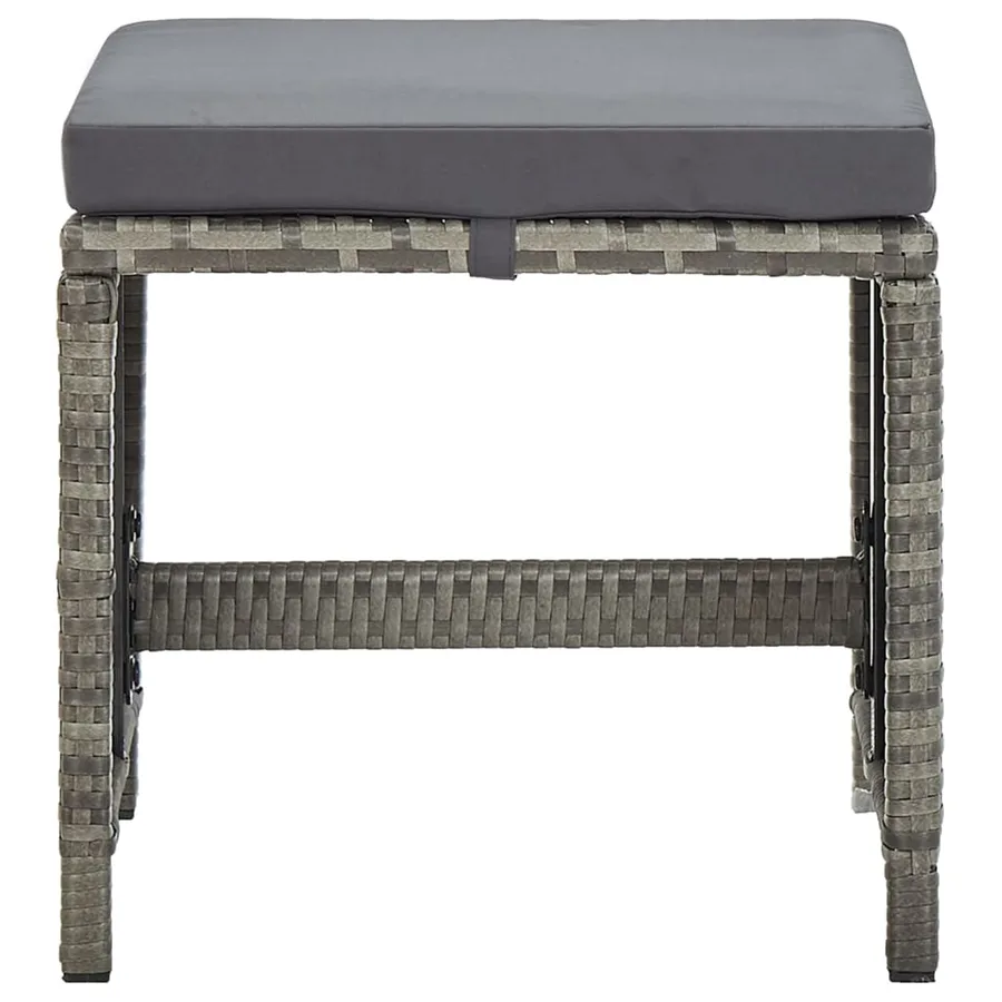 Tabourets de jardin lot de 4 avec coussins Résine tressée Gris - 3