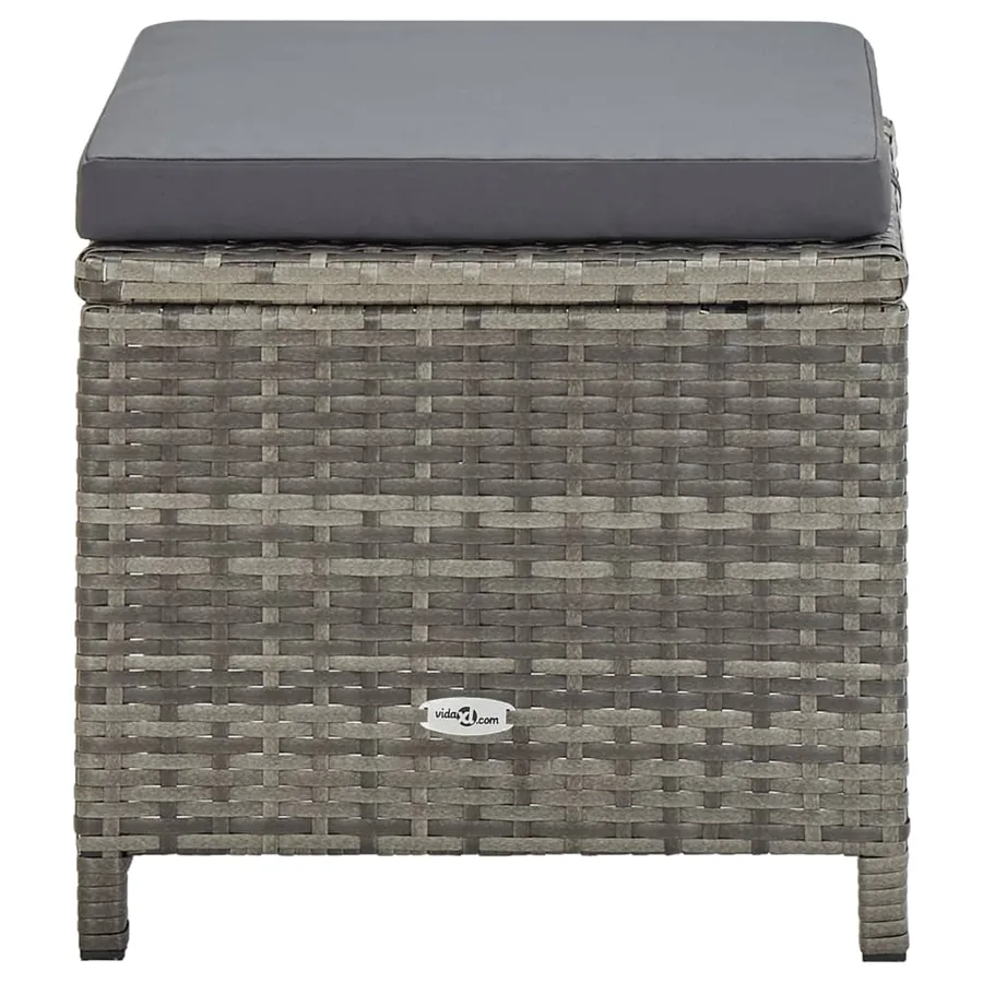 Tabourets de jardin lot de 4 avec coussins Résine tressée Gris - 4