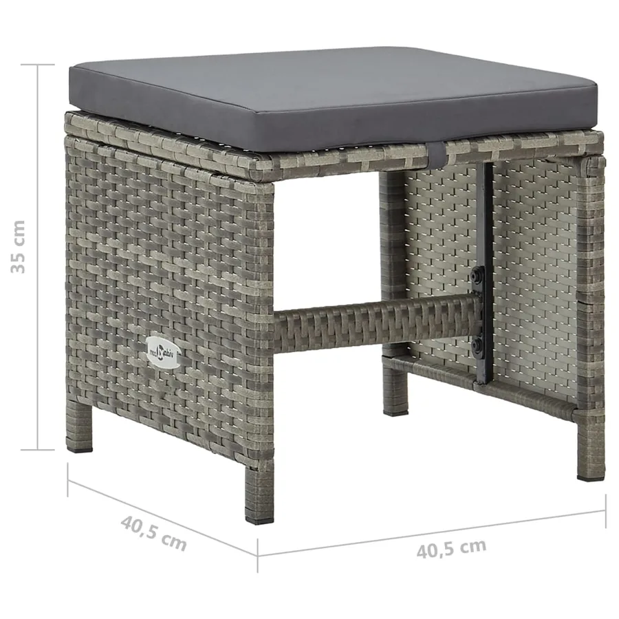 Tabourets de jardin lot de 4 avec coussins Résine tressée Gris - 6