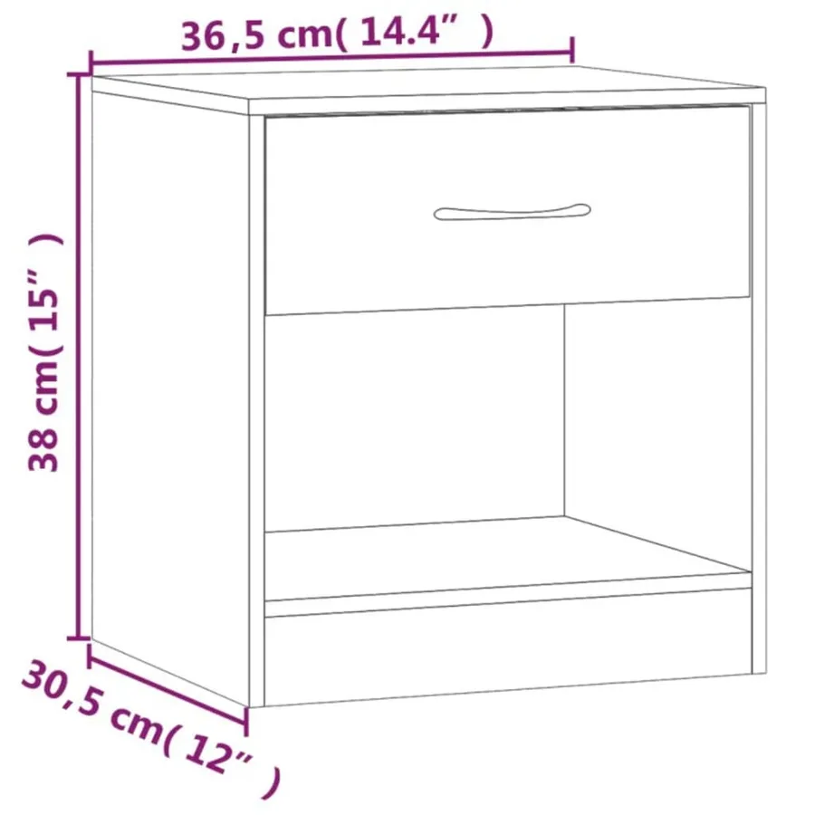 Table de chevet 2 pcs avec tiroir Couleur de chêne - 12
