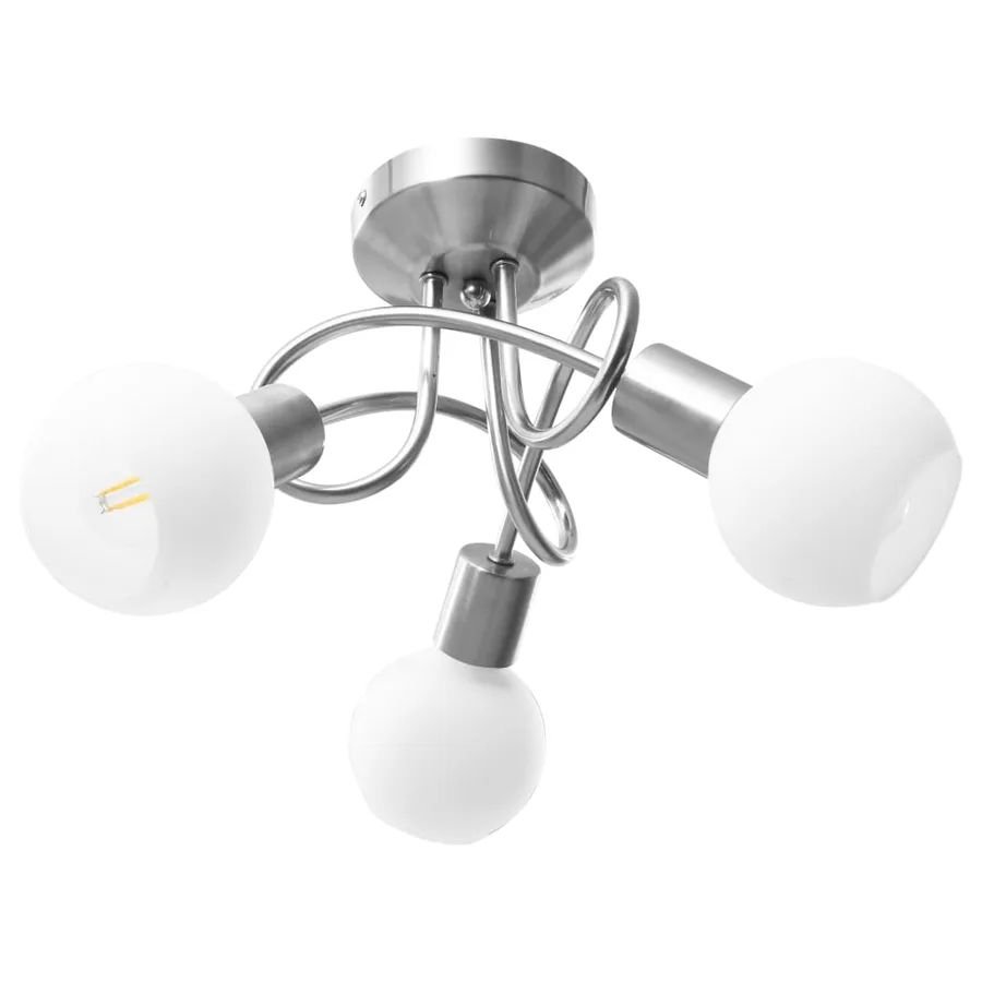 Plafonnier avec abat-jour en verre 3 ampoules E14 Blanc  Bol - 2
