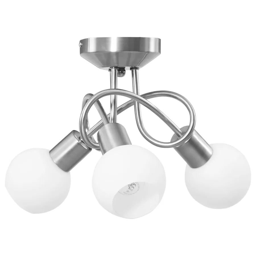 Plafonnier avec abat-jour en verre 3 ampoules E14 Blanc  Bol - 4