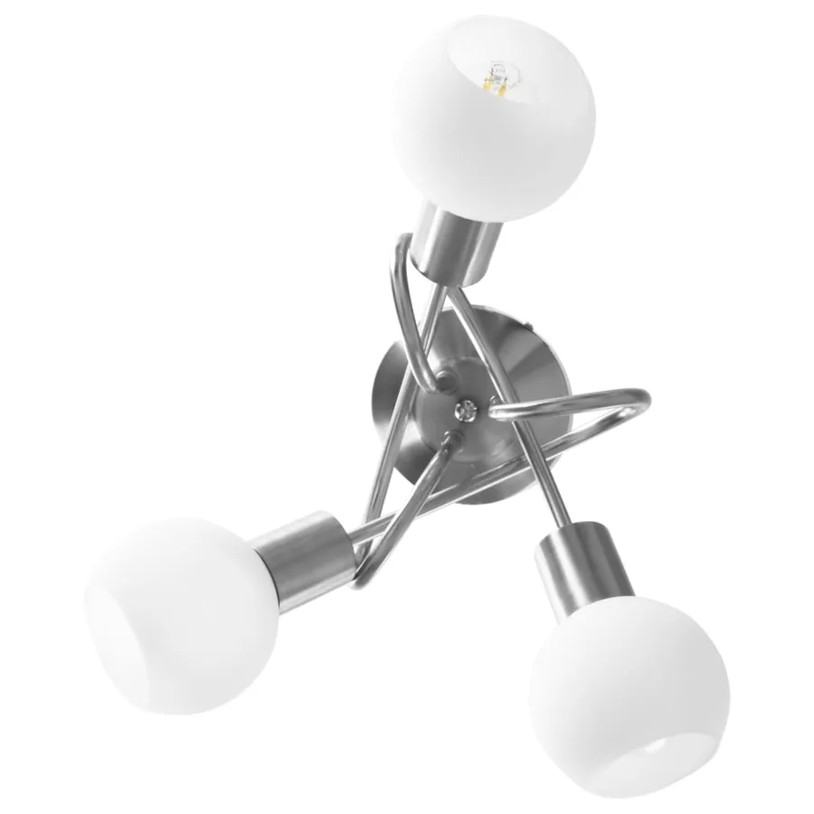 Plafonnier avec abat-jour en verre 3 ampoules E14 Blanc  Bol - 5