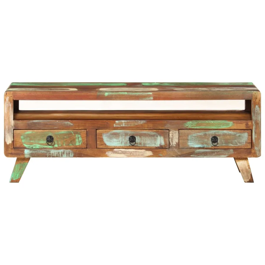 Meuble TV Multicolore 110x30x40 cm Bois massif de récupération - 2