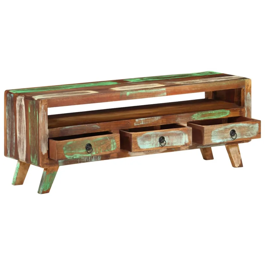Meuble TV Multicolore 110x30x40 cm Bois massif de récupération - 3