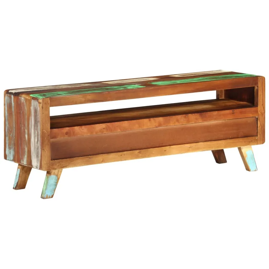 Meuble TV Multicolore 110x30x40 cm Bois massif de récupération - 4