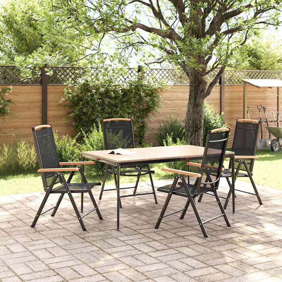 Chaises de jardin pliables lot de 4 aluminium et textilène noir - 2