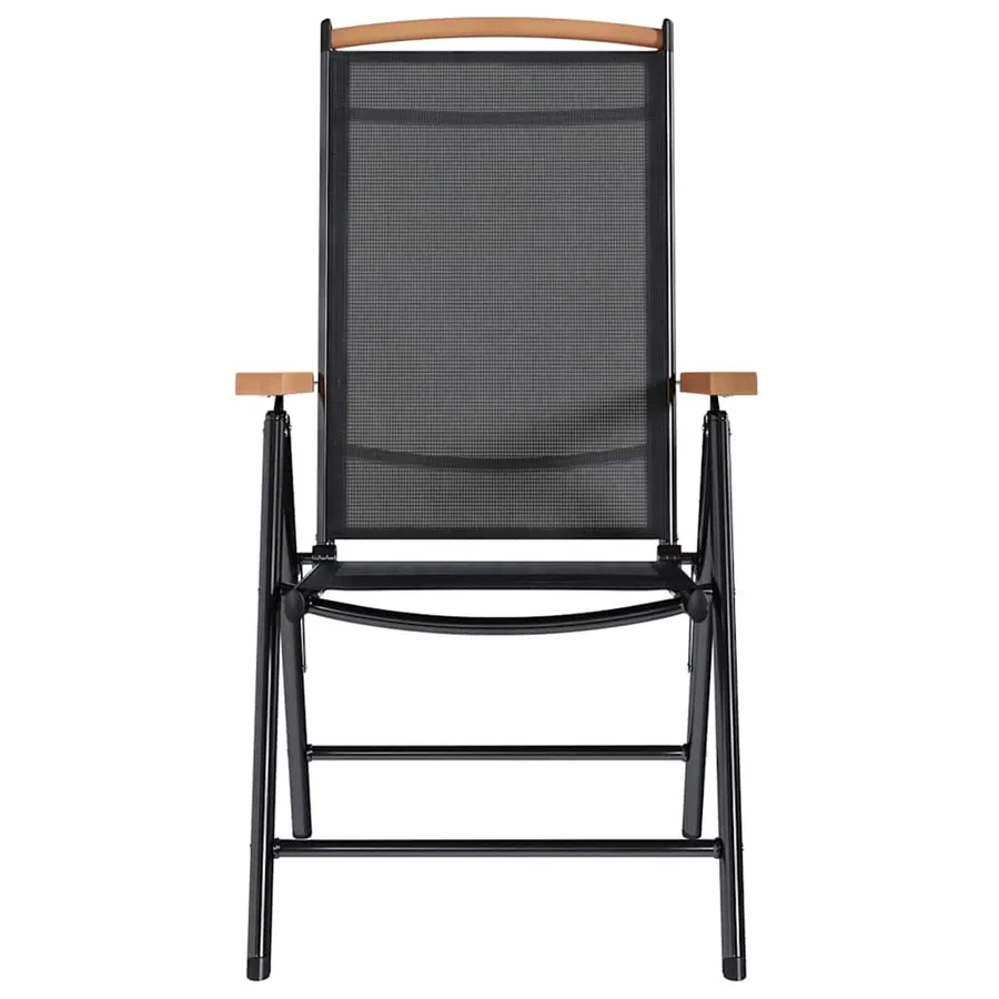Chaises de jardin pliables lot de 4 aluminium et textilène noir - 4