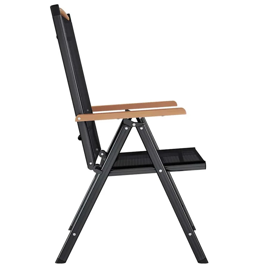 Chaises de jardin pliables lot de 4 aluminium et textilène noir - 5