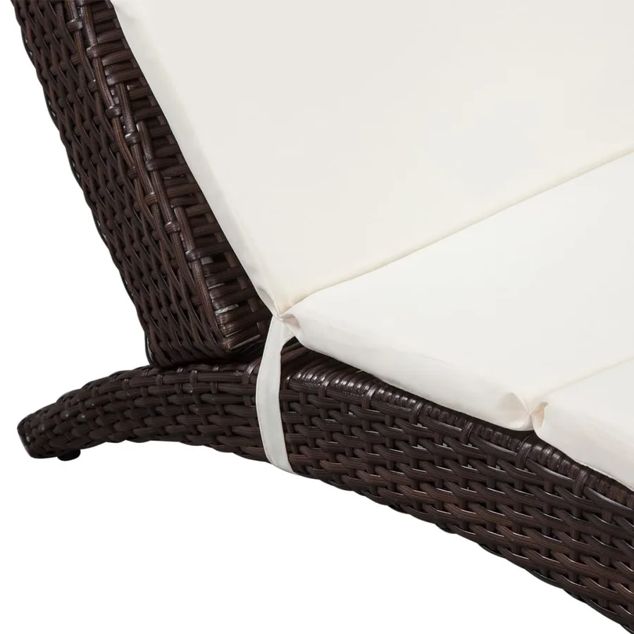 Chaise longue pliable avec coussin Résine tressée Noir - 10