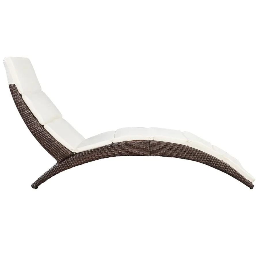 Chaise longue pliable avec coussin Résine tressée Noir - 11