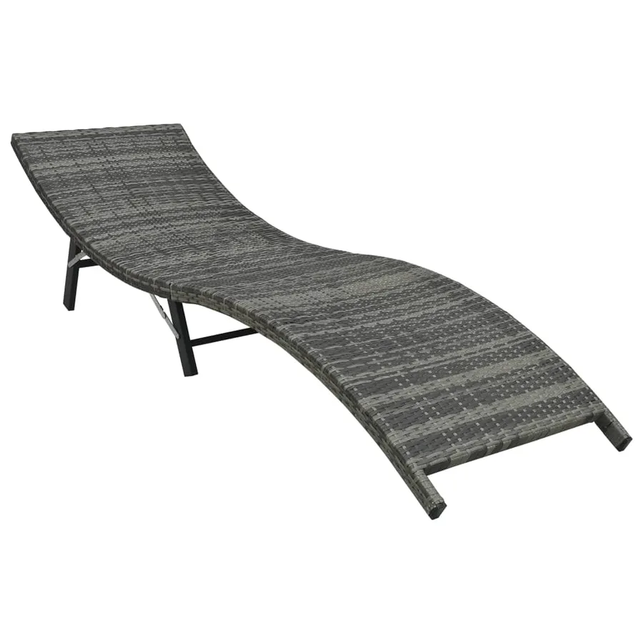 Chaise longue pliable avec coussin Résine tressée Noir - 16