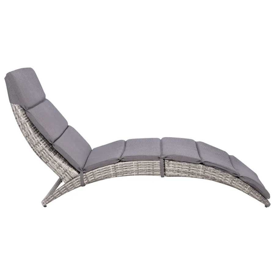 Chaise longue pliable avec coussin Résine tressée Noir - 25