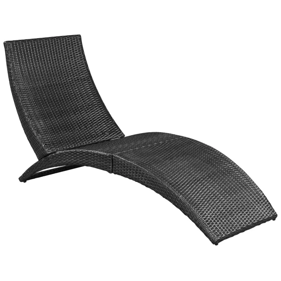 Chaise longue pliable avec coussin Résine tressée Noir - 5
