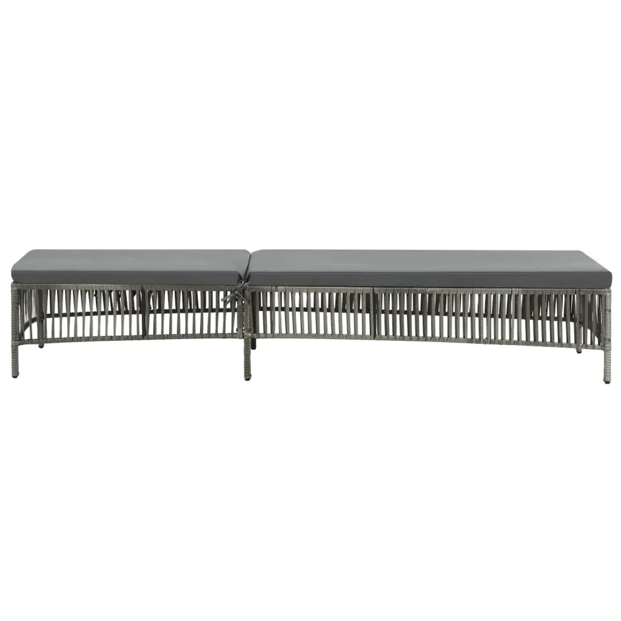 Chaise longue avec coussin Résine tressée Gris - 2