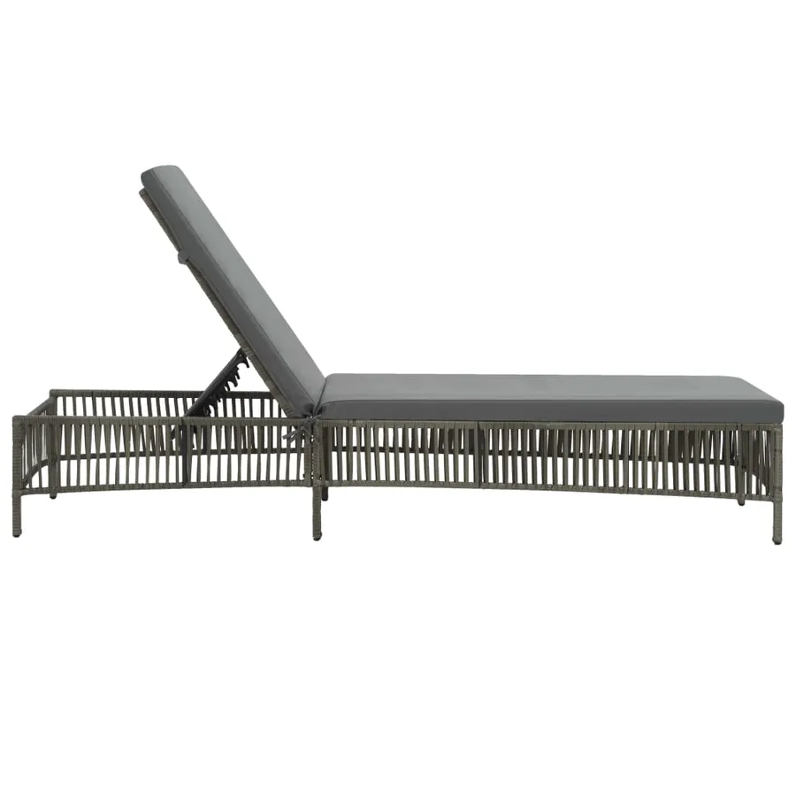 Chaise longue avec coussin Résine tressée Gris - 4