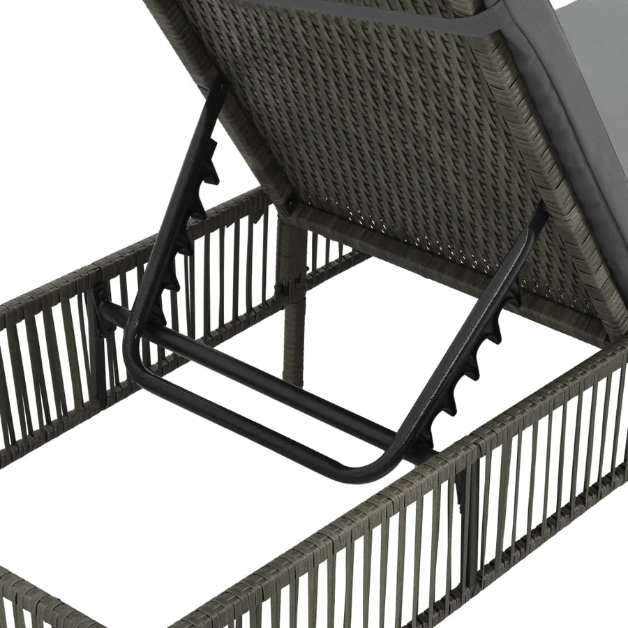 Chaise longue avec coussin Résine tressée Gris - 5