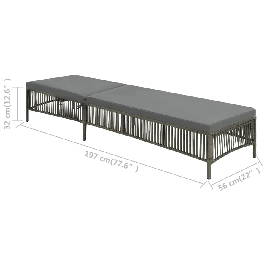 Chaise longue avec coussin Résine tressée Gris - 6