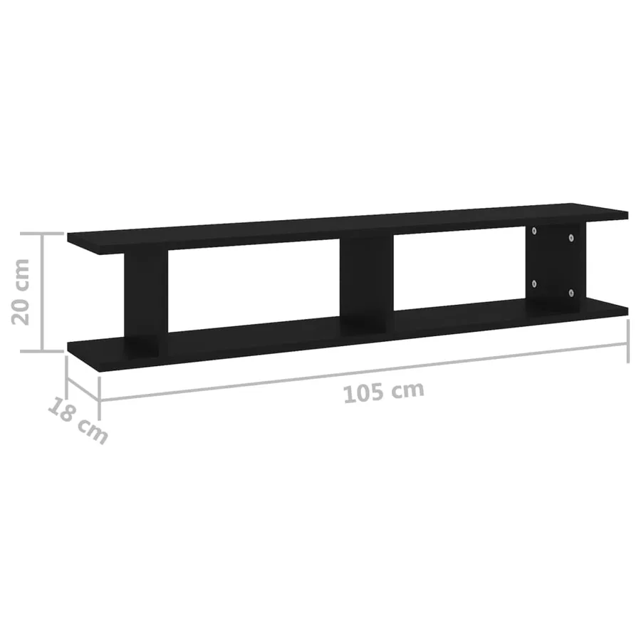 Étagères murales 2 pcs Noir 105x18x20 cm bois d'ingénierie - 7
