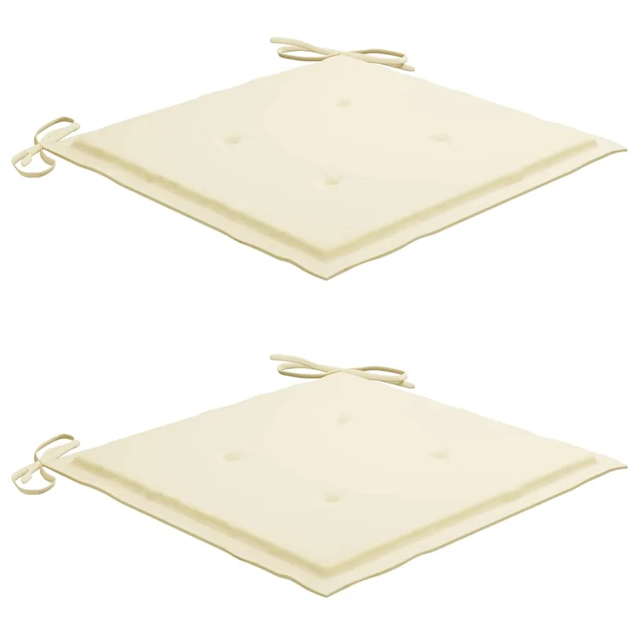 Chaises de jardin lot de 2 et coussins crème Bois teck massif - 6