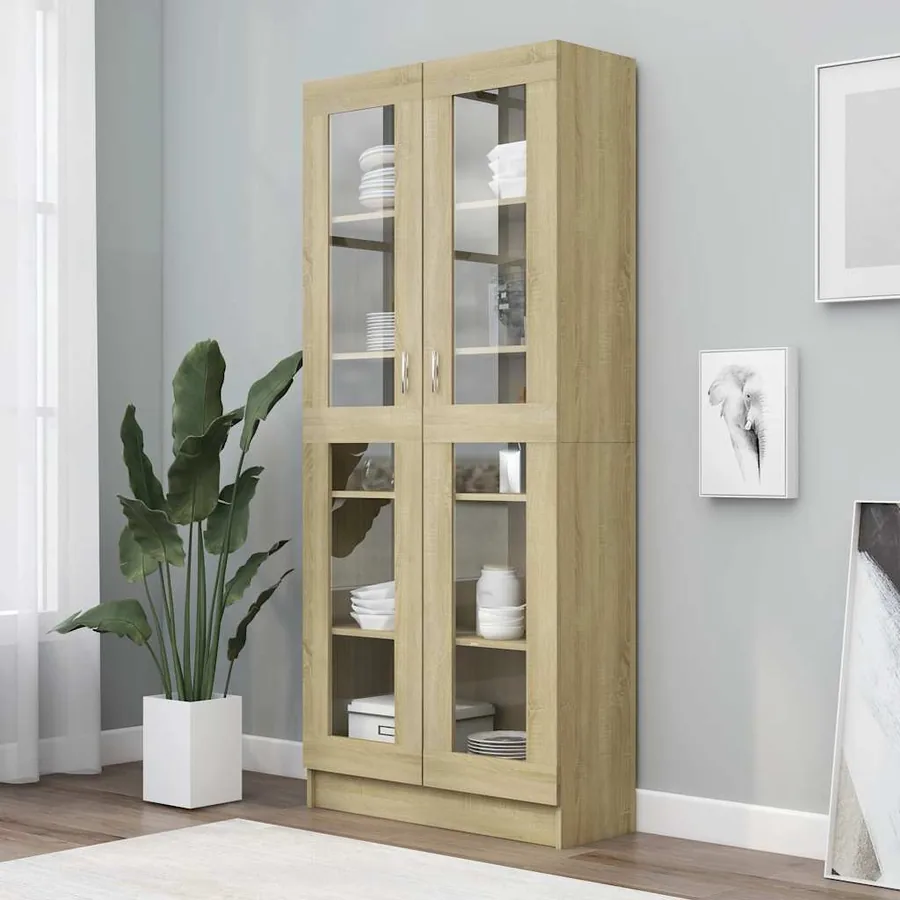 Armoire vitrine Chêne sonoma 82,5x30,5x185 cm Bois ingénierie