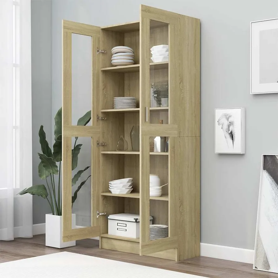 Armoire vitrine Chêne sonoma 82,5x30,5x185 cm Bois ingénierie - 3