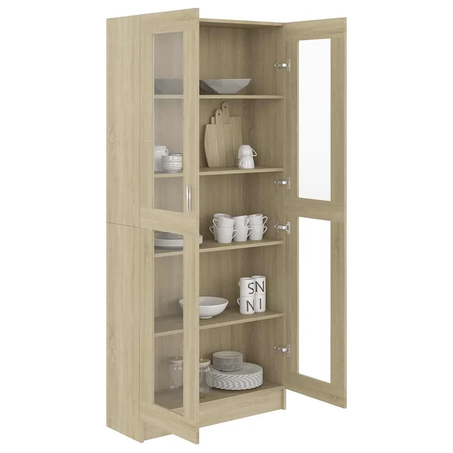 Armoire vitrine Chêne sonoma 82,5x30,5x185 cm Bois ingénierie - 6