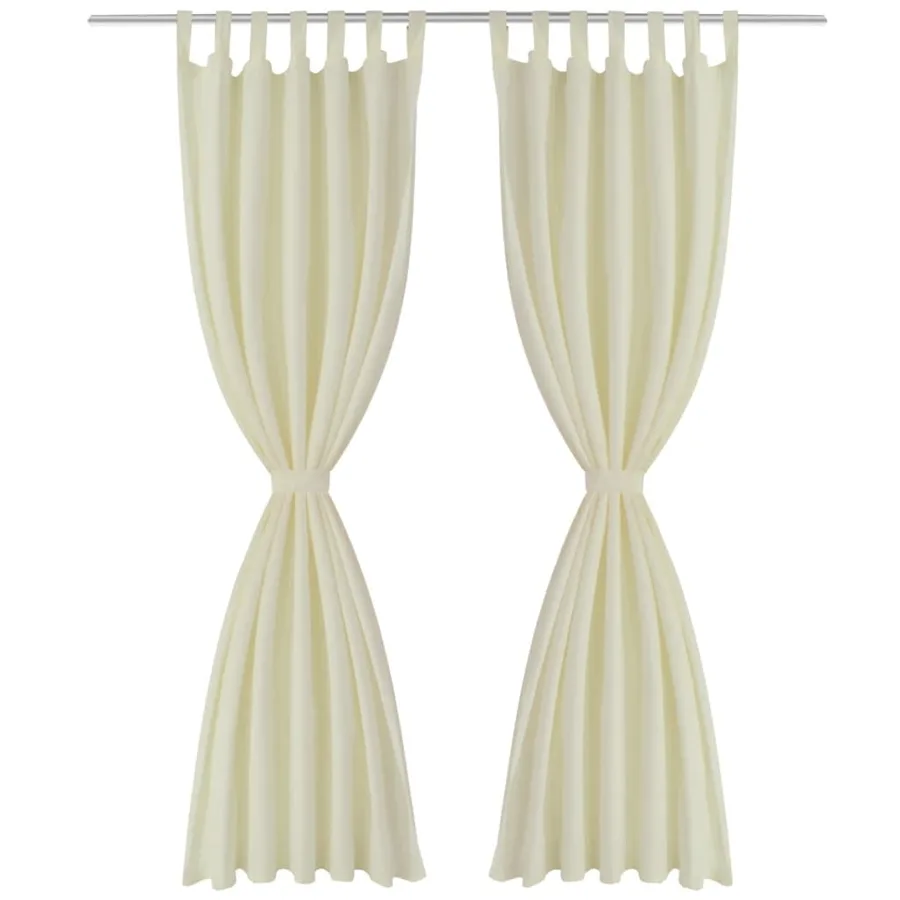2 pcs Rideau à Passant Micro Satin Crème 140 x 245 cm - 2