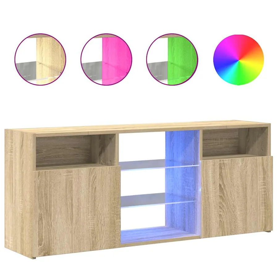 Meuble TV avec lumières LED chêne sonoma 120x30x50 cm - 2