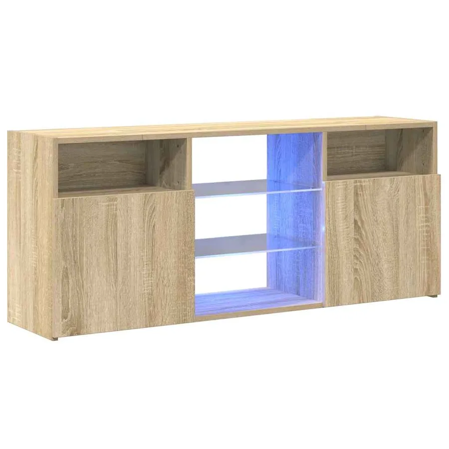Meuble TV avec lumières LED chêne sonoma 120x30x50 cm - 3