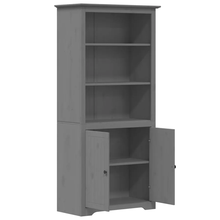 Bibliothèque BODO gris 82x40x173 cm bois de pin massif - 4