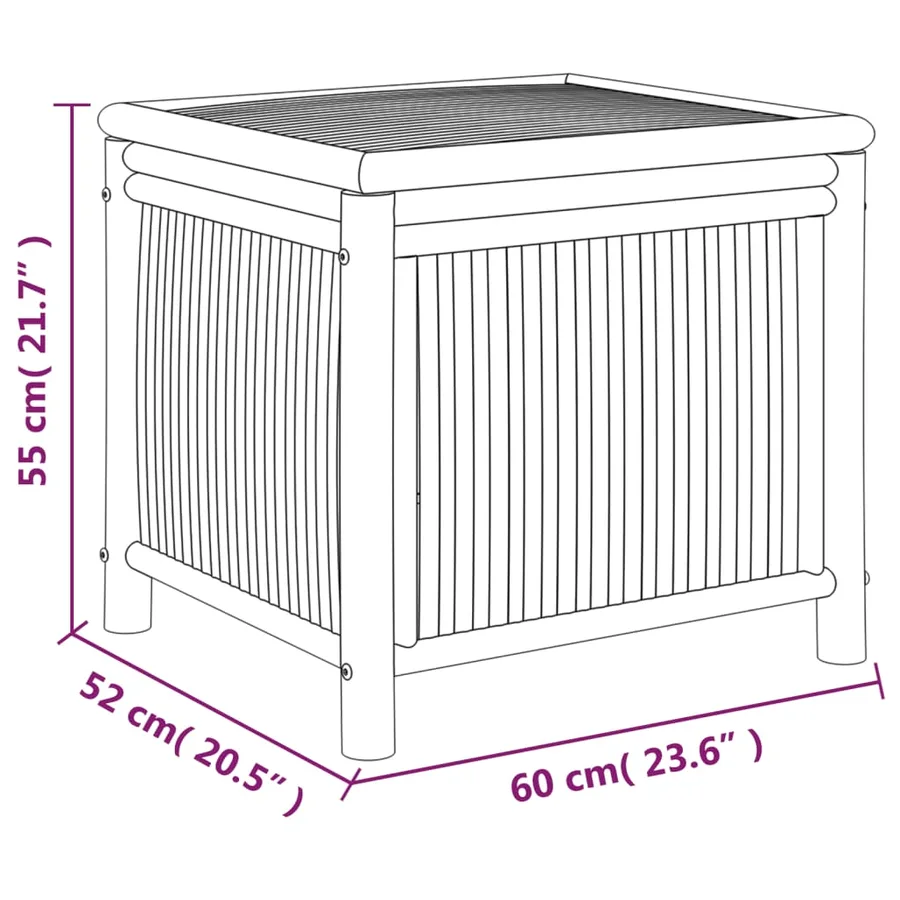 Boîte de rangement de jardin 60x52x55 cm Bambou - 8