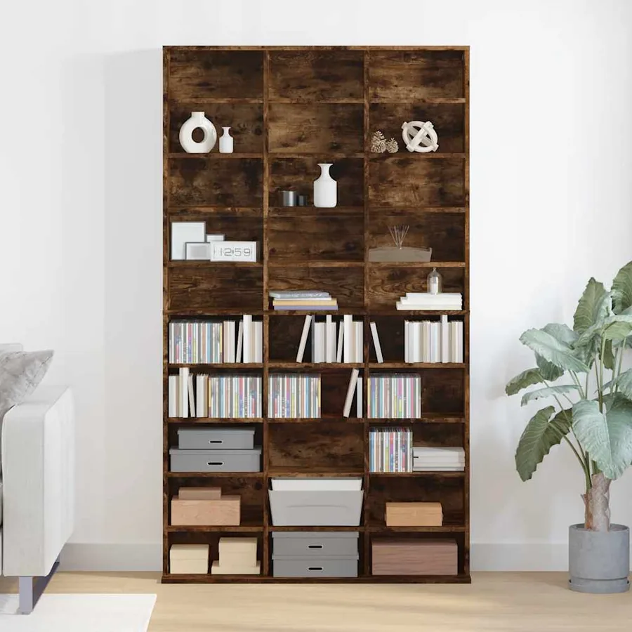 Armoire à CD Chêne fumé 102x23x177,5 cm Bois d'ingénierie