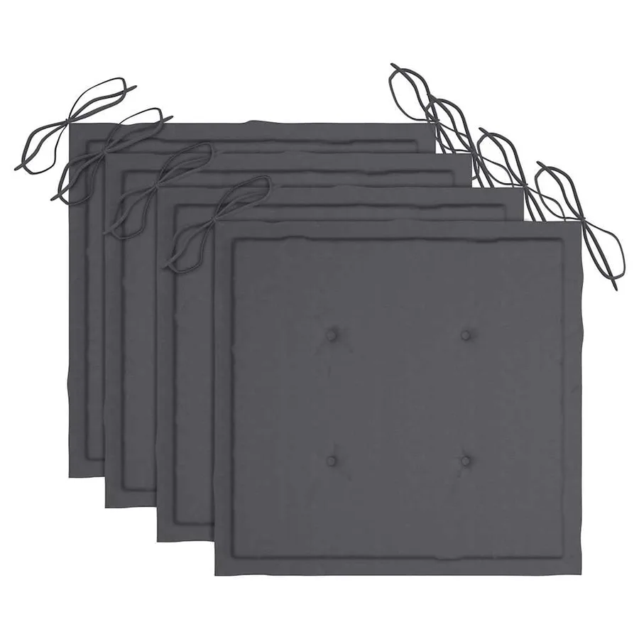 Chaises de jardin empilables avec coussins lot de 4 Teck solide - 7