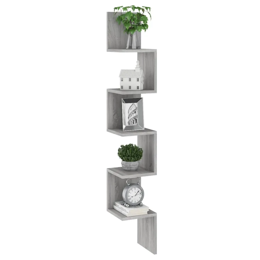 Étagère angle murale Sonoma gris 20x20x127,5 cm Bois ingénierie - 5