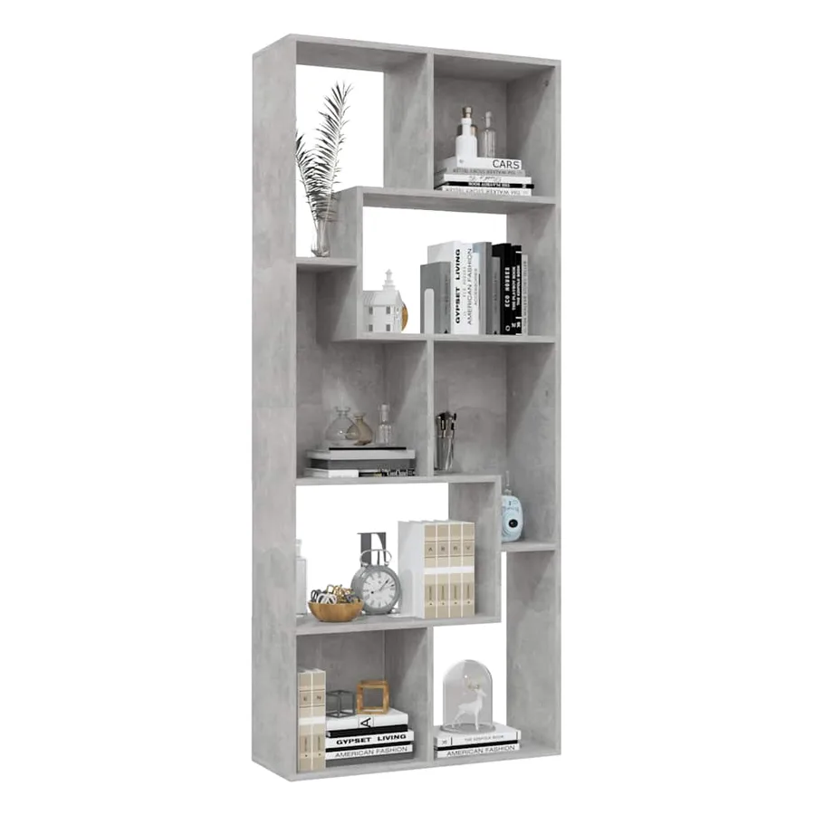 Bibliothèque Gris béton 67x24x161 cm Bois d'ingénierie - 4